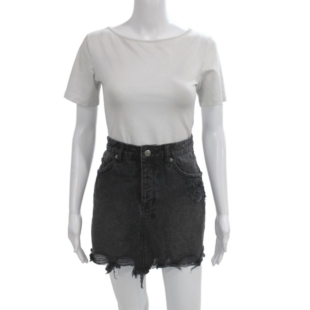 Tsubi Women Straight Pencil Mini Skirt Gray Cotton Button Solid Punk Size 29